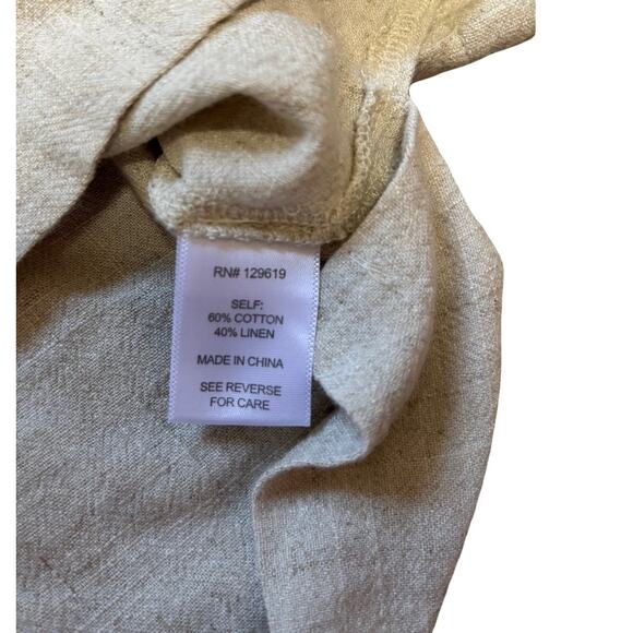 Bond 73 Natural Linen-Blend Collared Crop Top Size Small Made in USA - Picture 4 of 4